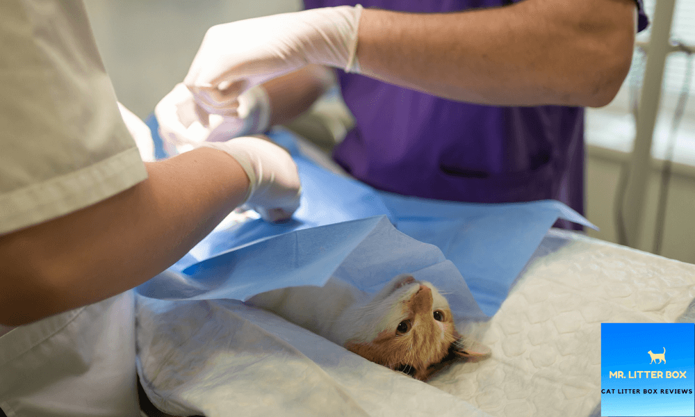 Cat examination by veterinarian